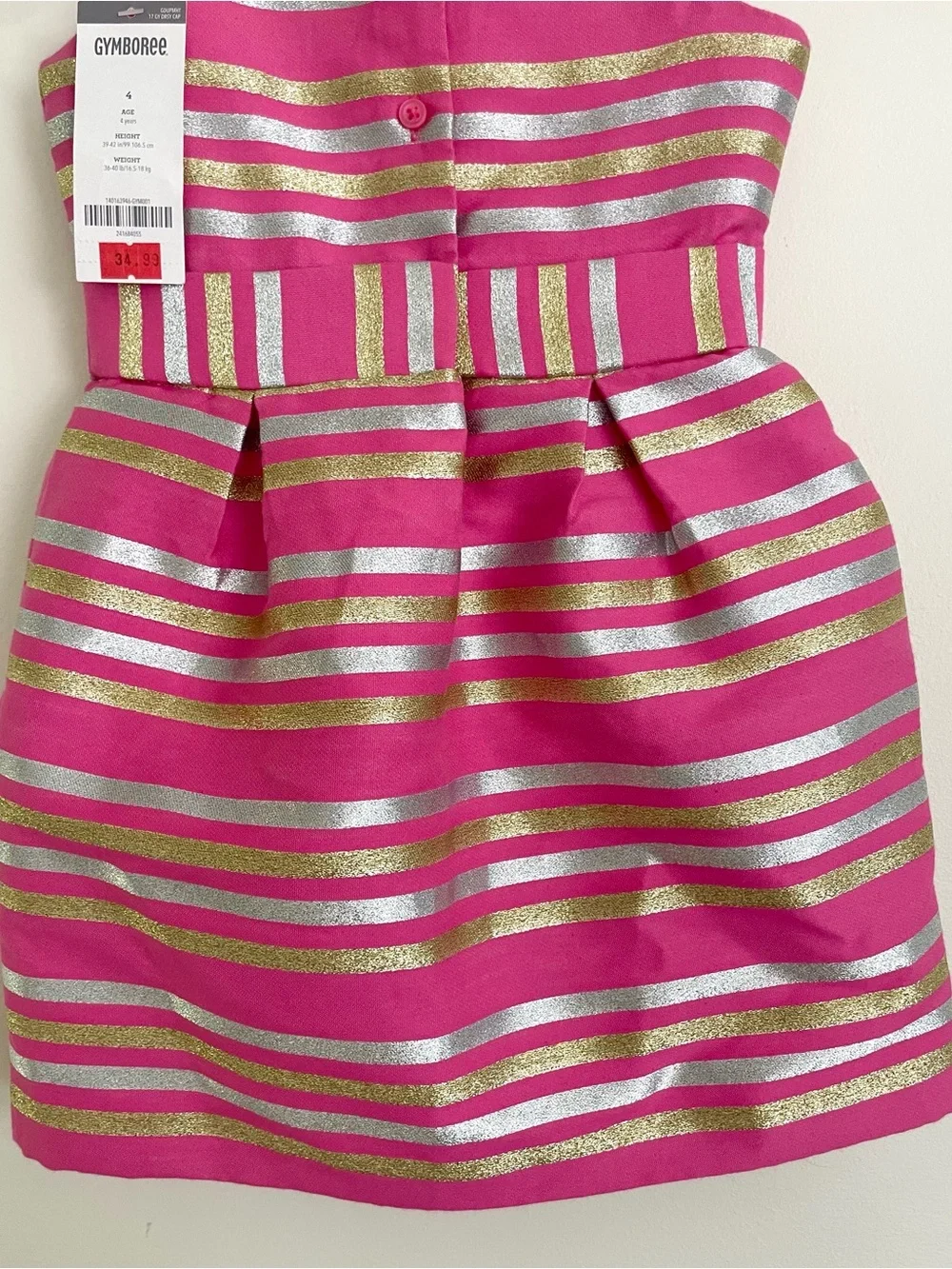 Gymboree Pink Metallic-Striped Bow Dress